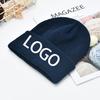 Fashionable Custom Embroidery Logo Solid Color Warm Winter Beanie Knit Hat