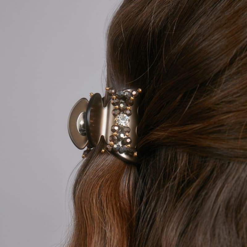 

Jean Paul Clarisse Clemen Ribbon Bead Mini Hair Clip LFSA0209 brown