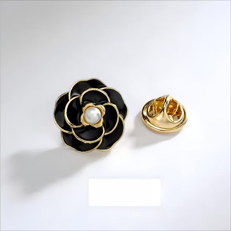 Камелия, капающая маслом, Антибликовая горловина, Маленькая брошь, Изысканная женская жемчужная брошь со скрытой застежкой чёрный