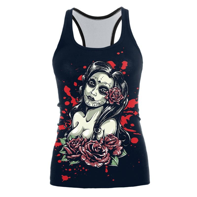 Halloween Animal Anime Digital Print Women's I-shaped Vest Yoga Top