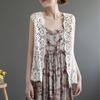 Summer Women Lace Vest Loose Cut-out Cardigan Vest Bohemian Style Cotton Woven Open Front Vest Thin Outwear
