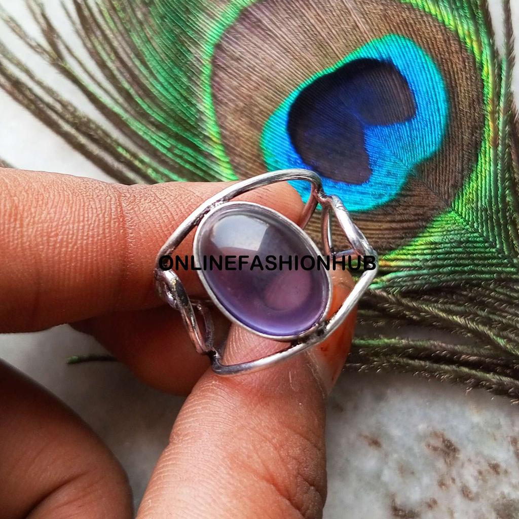 Amethyst Edelstein 925 Sterlingsilber Plattiert Verstellbarer Ring Schmuck NST-AR4