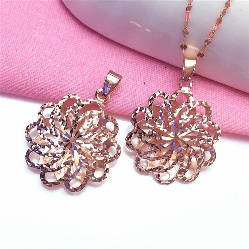 Purple Gold Shiny Hollow Flower Pendant Simple And Elegant Temperament Rose Gold Plated Collarbone Chain