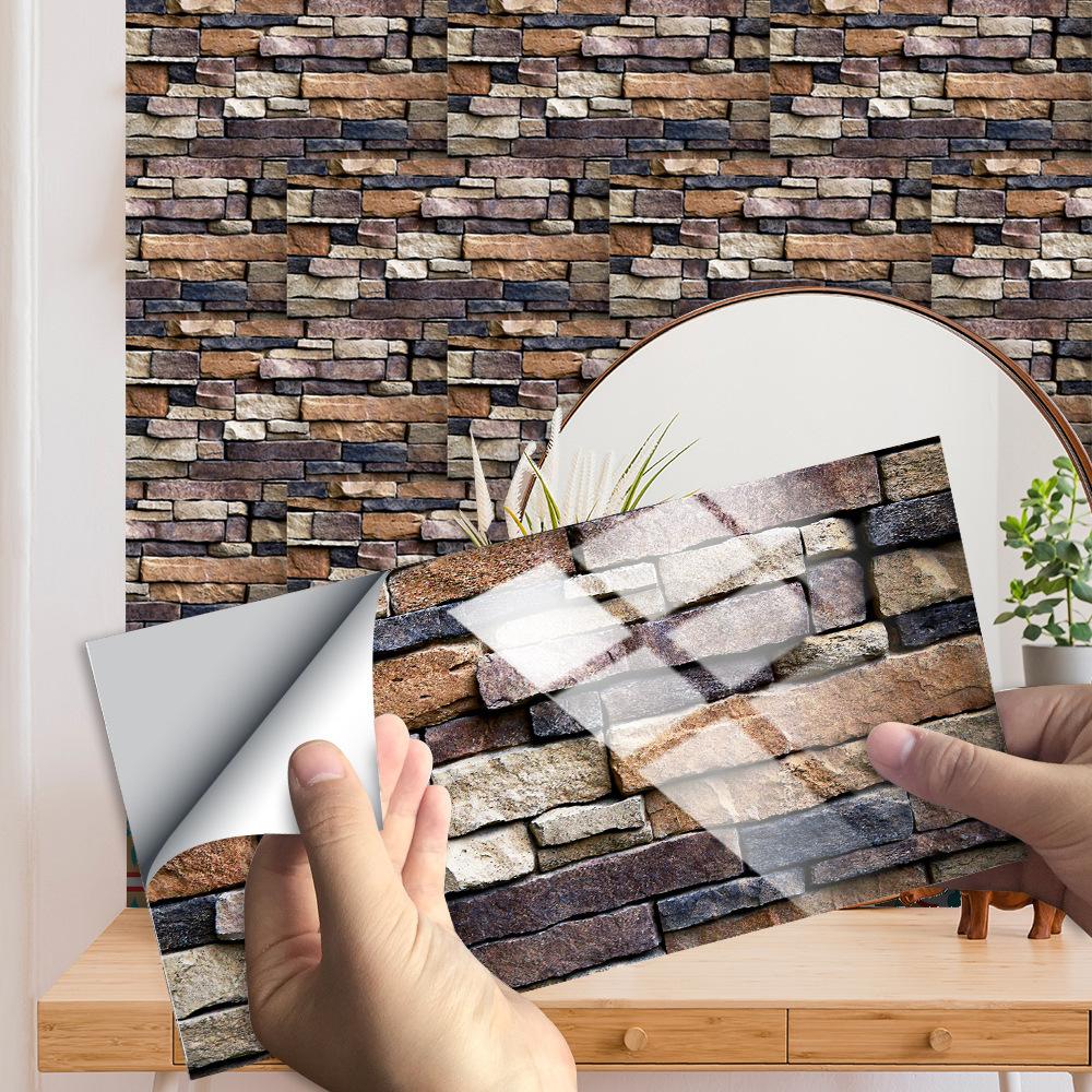 Gray Marble Texture Rectangular Tile Sticker Kitchen Bathroom Stair Renovation Waterproof Wall Sticker