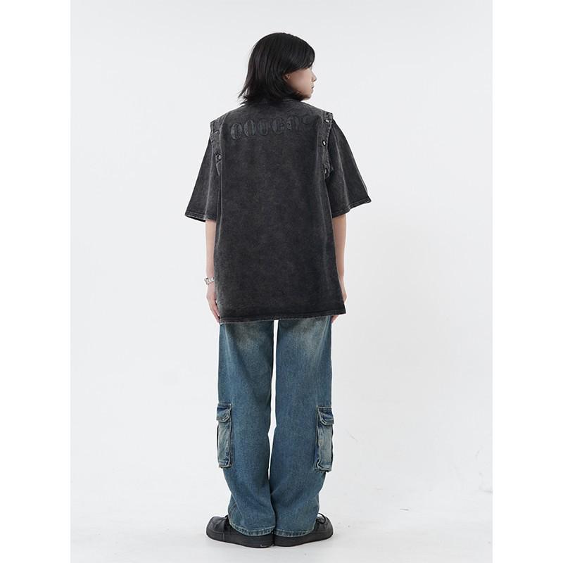 Unisex Retro High-Street Wide-Leg Jeans with Pockets