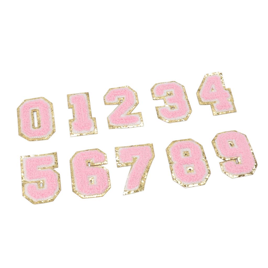 10Pcs Pink Number Patches 0 To 9 Number Exquisite Pink Easy Ironing Widely Used Iron On Patches for Jacket Shirt Shoes