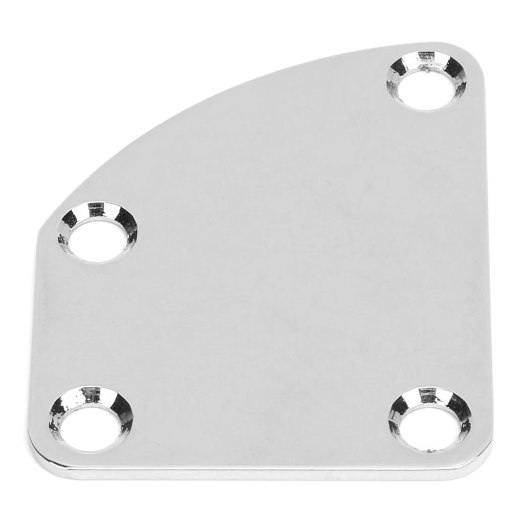 Guitar Neck Plate Aluminum Alloy Curved Instrument Accessory with 4‑Hole for DIY BassSilver