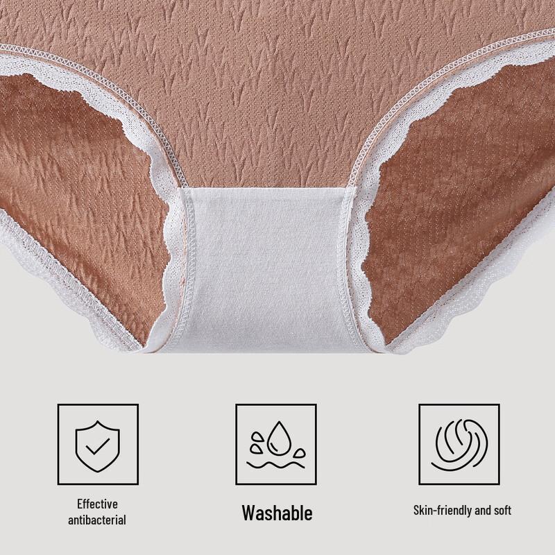 YOUKESHU Women's 10A Antibacterial Pure Cotton Seamless Briefs (3-Pack)