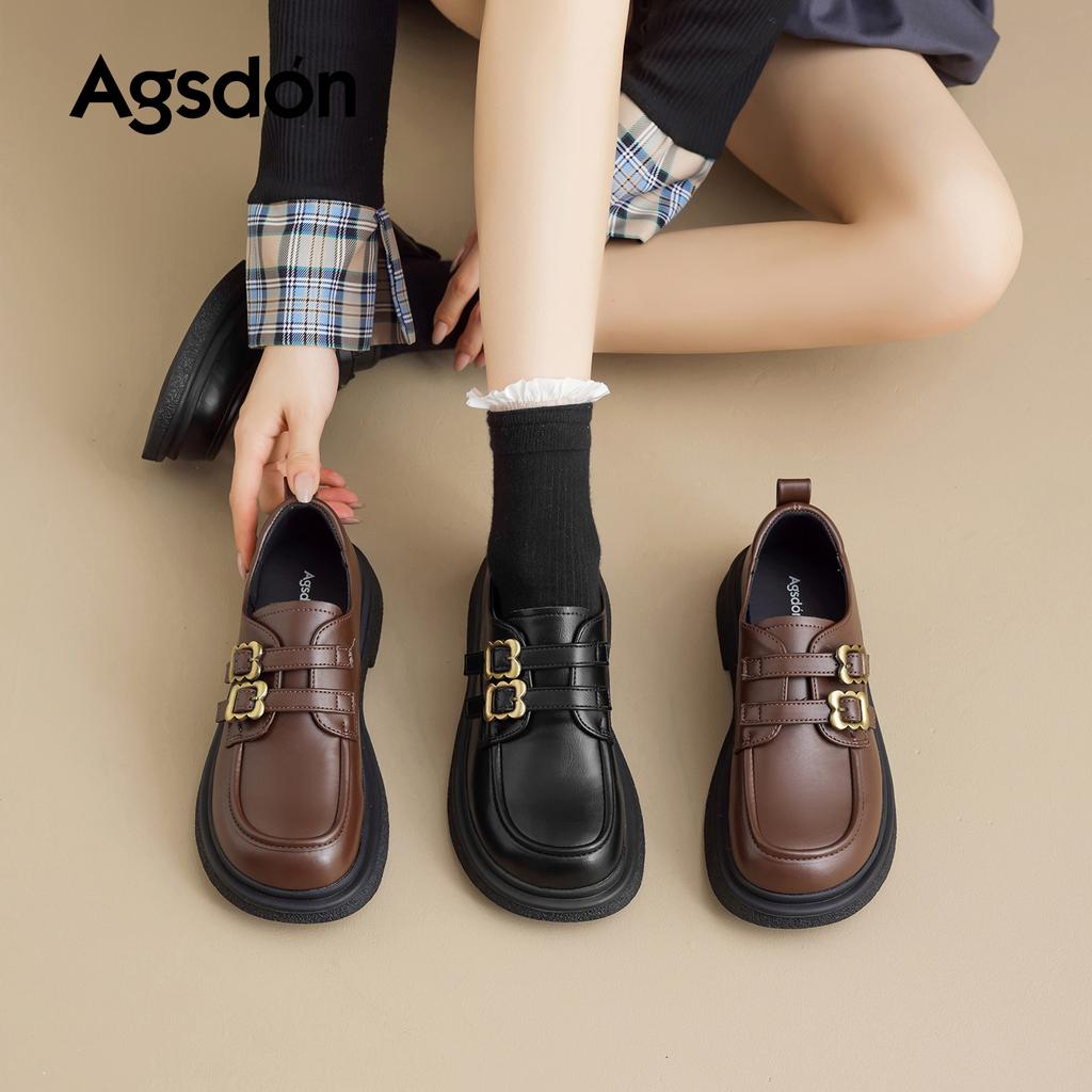 Black New Autumn Soft-soled British-style Small Leather Shoes
