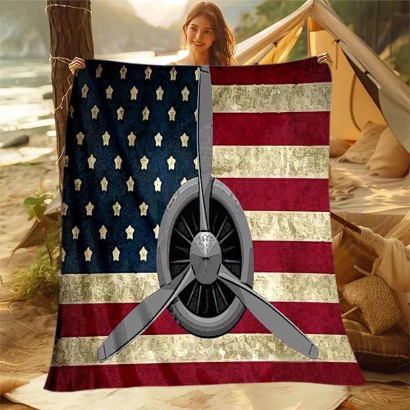 1pc flag pattern blanket, all season lightweight home office outdoor nap multifunctional blanket