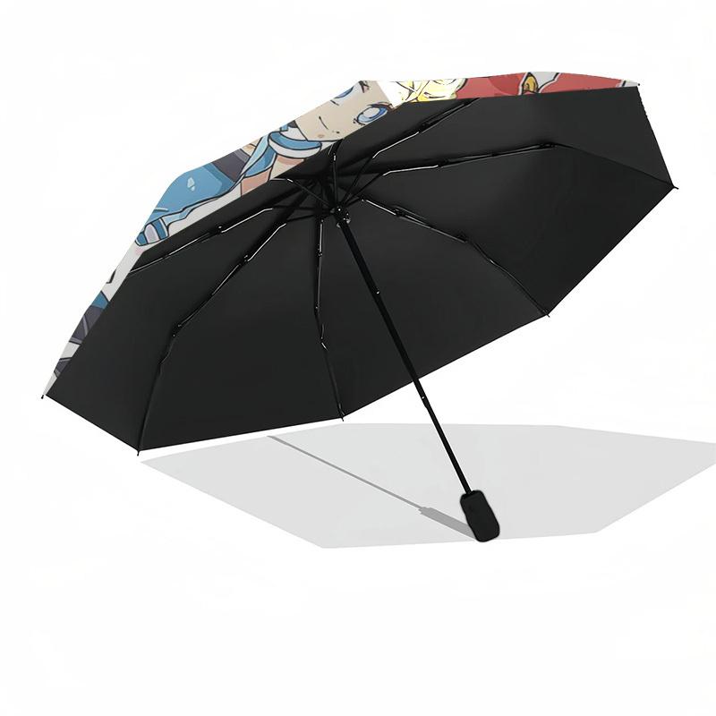 1pc Powerpuff Girls Automatic Opening/Closing Outdoor Umbrella with Portable Tri-Fold Design, 8-Rib Iron Frame Outdoor for Fans, Travelers, Daily