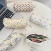 Women Brush Makeup Storage Bag Case  Chic Floral Strawberry Cute Student Girl Aesthetic Vintage Flower Strawberry Pencil Bags