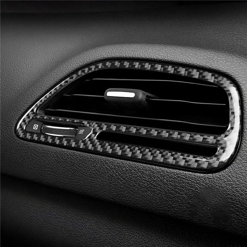 1x Carbon Fiber Dashboard Air Outlet AC Vent Trim Sticker For Challenger 2015+