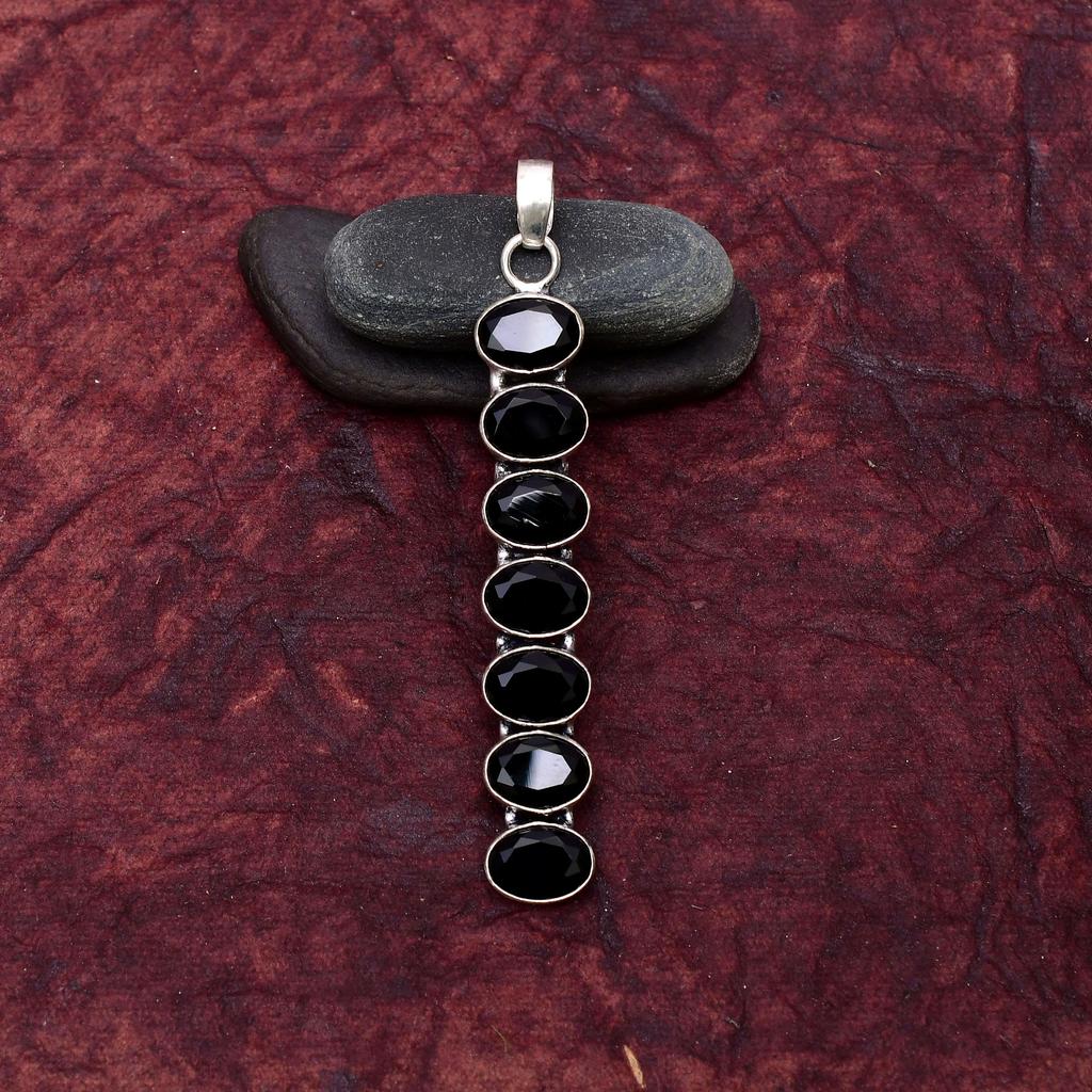 Awesome Black Onyx Gemstone Pendant: 925 Sterling Silver Handmade Pendant Necklace Jewelry