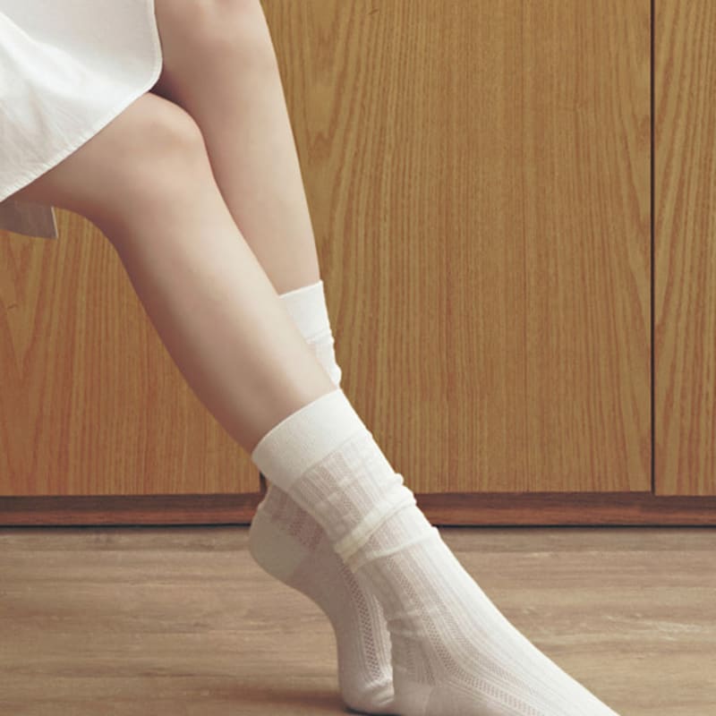 Biarritz Socks Berry See-through Ribbed Knee Socks 4 Colors