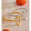 Yhpup 65mm Minimalist Stainless Steel Oval Hollow Cuff Bracelet Bangle for Women Attractive Chic Jewelry Waterproof