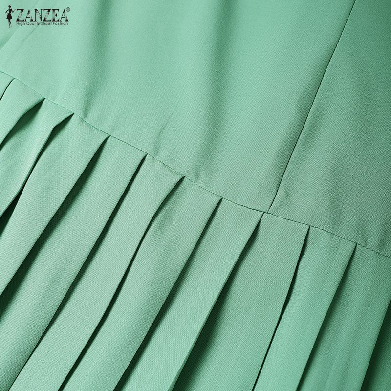 ZANZEA Lässiges Sommerkleid mit Rundhalsausschnitt und kurzen Ärmeln für Damen