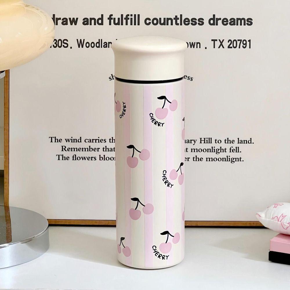 304 Stainless Steel Pink Bow Water Bottle Large Capacity Double-layer Water Cup Sport