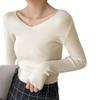 Sweater Women's Autumn and Winter New V-neck Knitted Solid Color Slim-fit Versatile Shirt Pullover Tide