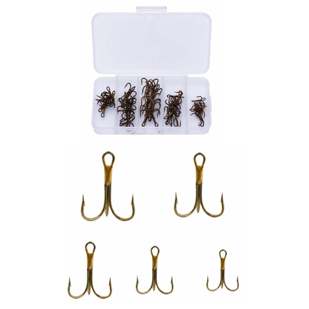 50PCS Strong Sharp Treble Hook Set High Carbon Steel Triple Fishing Hook Trout Fishing