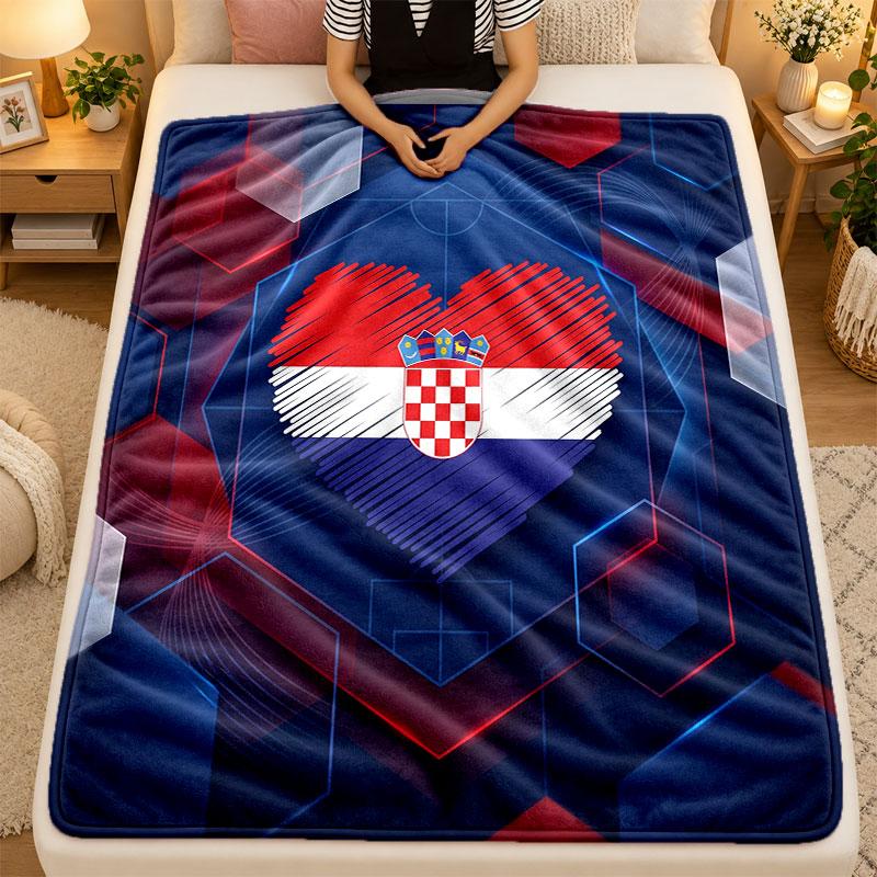 Flannel BlanketCroatia Football Warm Soft Throw Blanket for Indoor Sofa Bed Living Room Use