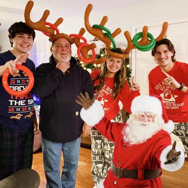 Inflatable Reindeer Antler Ring Toss Game, Fun Christmas Party Decor & Outdoor Lawn Game, Festive Family Activity