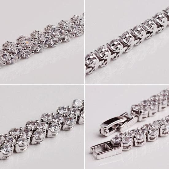 Women Fashion Full Rhinestone Inlaid Bracelet Bangle Wedding Party Jewelry Gift