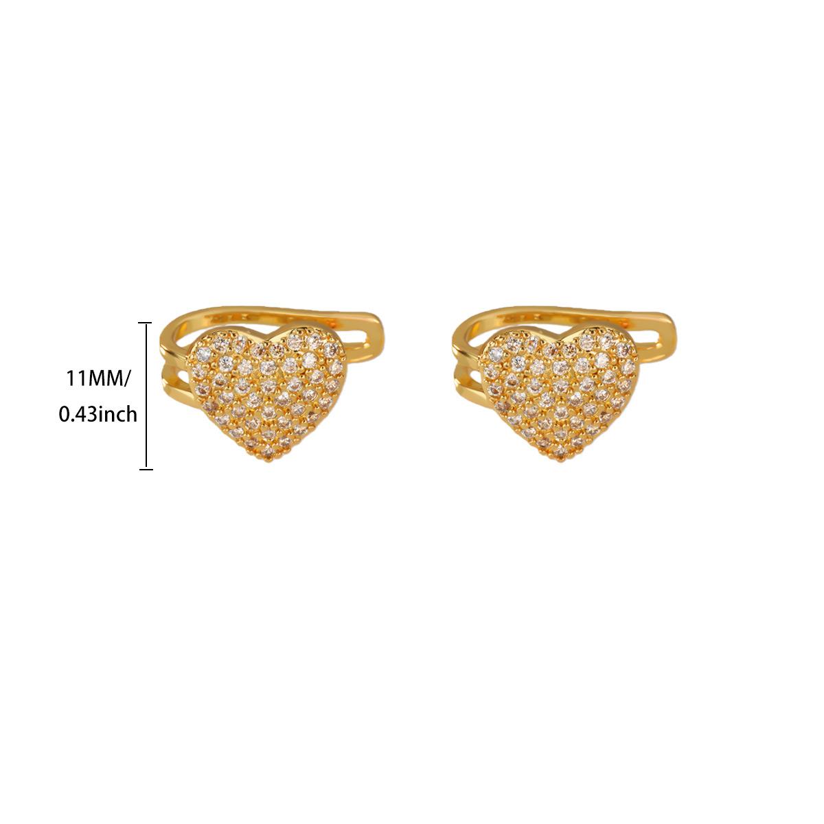 

Vintage Luxury Zircon Heart Clip Earrings for Women Cooper Gold Color Crystal Earring 2026 New Fashion Wedding Zircon Gift