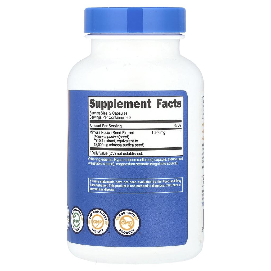 Nutricost Mimosa Seed, 12,000 Mg, 120 Capsules (6,000 Mg Per Capsule)