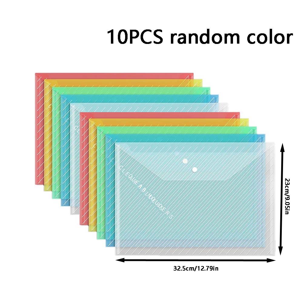 

10 шт. Прозрачная цветная сумка для хранения документов формата А4, вмещает около 200 листов бумаги, подходит для школ, офисов