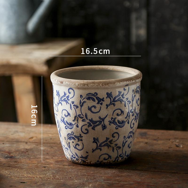 New Chinese Antique Blue And white Pottery Orchid Butterfly Ceramic Flower Pot Hydroculture Planting Flowers Green Plants Garden