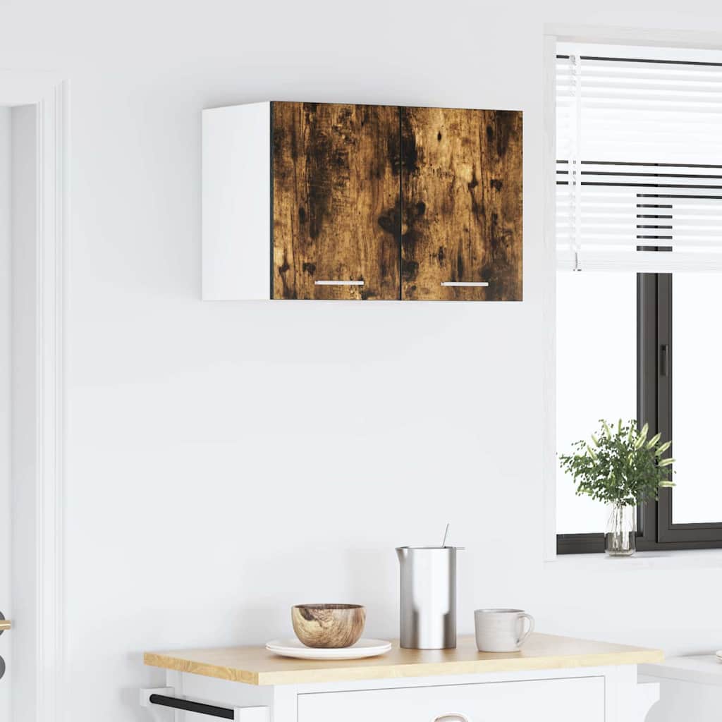 Hanging Cabinet with Door Smoked Oak and White 30 X 31 X 40 Cm