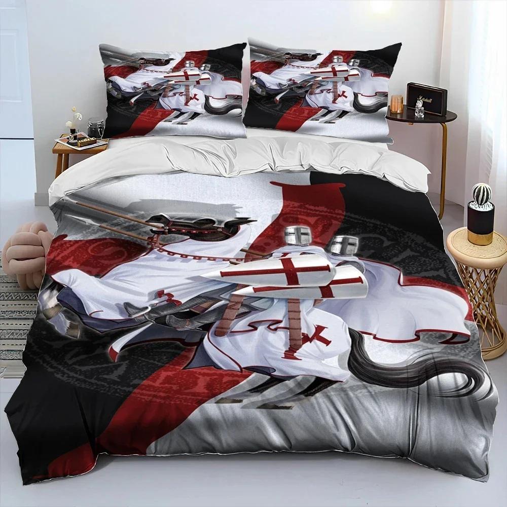 Cavalier Knight Templar Crusaders Bedding Set Duvet Cover Bed Set Quilt Cover Pillowcase Comforter King Queen Size Boys Adult
