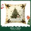 Santa Claus Christmas Tree Bell Pillowcase Bedroom Cushion Cover 100% Polyester Living Room Cushion Pillowcase Home Decor
