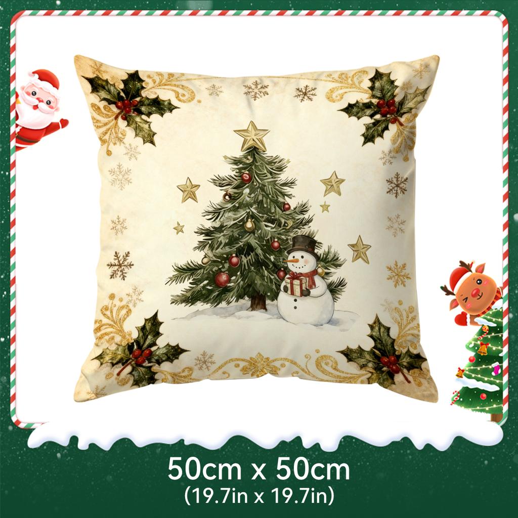 Santa Claus Christmas Tree Bell Pillowcase Bedroom Cushion Cover 100% Polyester Living Room Cushion Pillowcase Home Decor