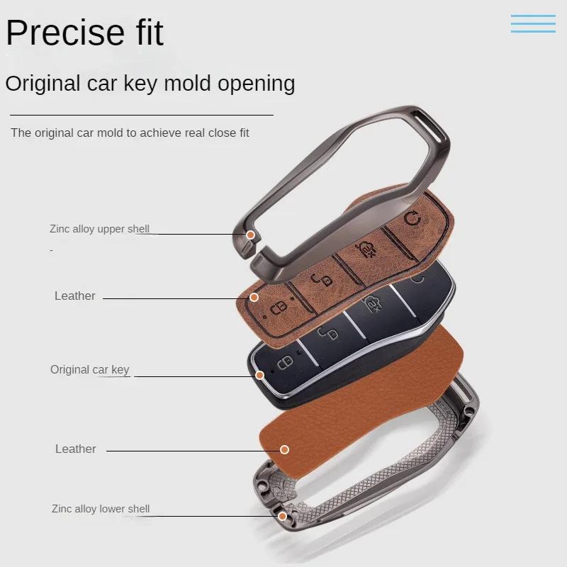 Top Quality Key Case Cover for BYD Song Plus Atto3 Han EV Tang DM Qin Seal Dolphin Leather Metal Remote Keychain Car Accessories