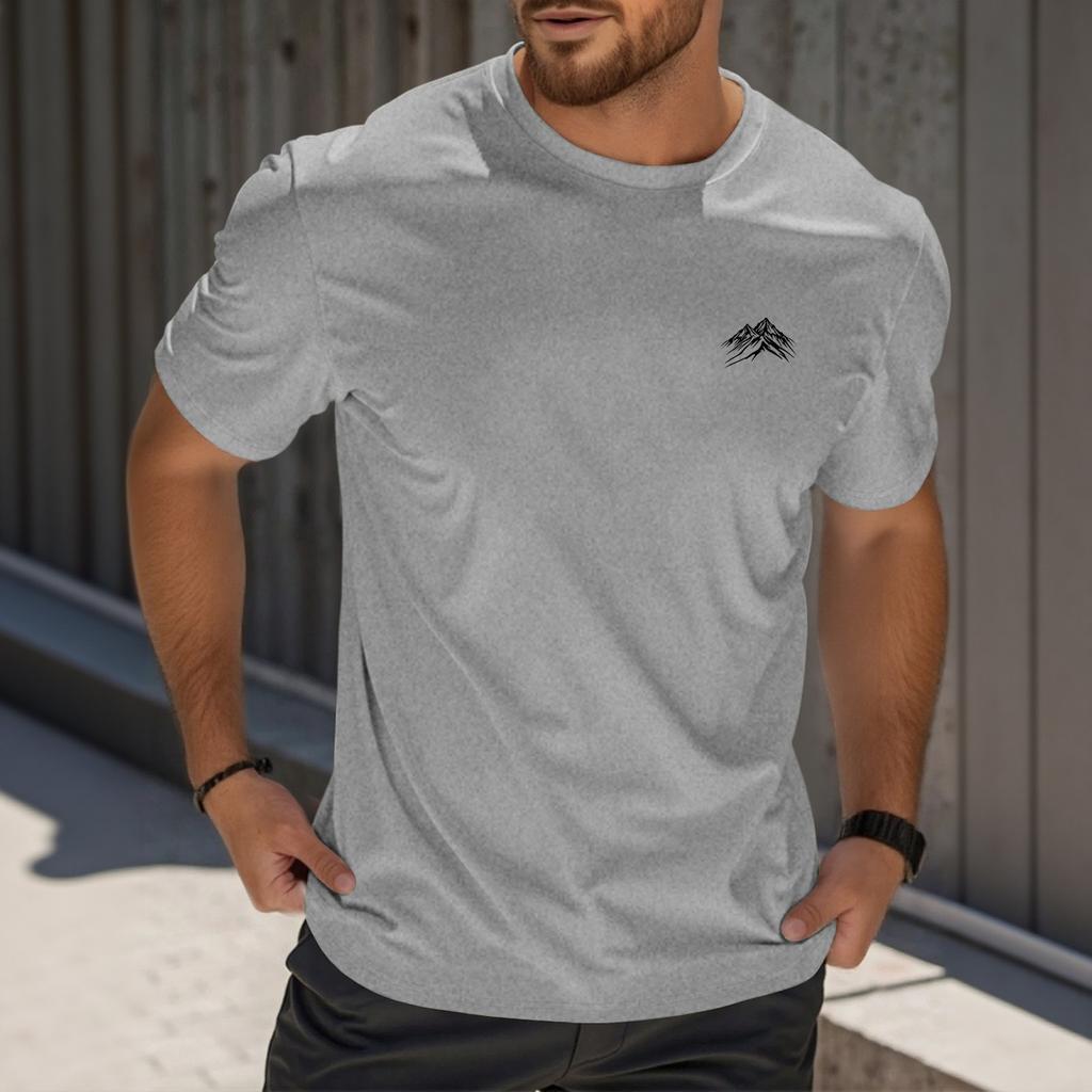 Men's Fashion Printed Round Neck Straight Shoulder Short Sleeve T-Shirt Top