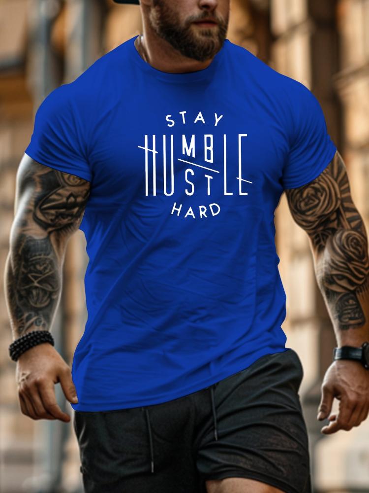 withStay Humble Stay Hard Graphic Design 100 Cotton Oneck Summer Casual Shortsleeved Printed Tshirt