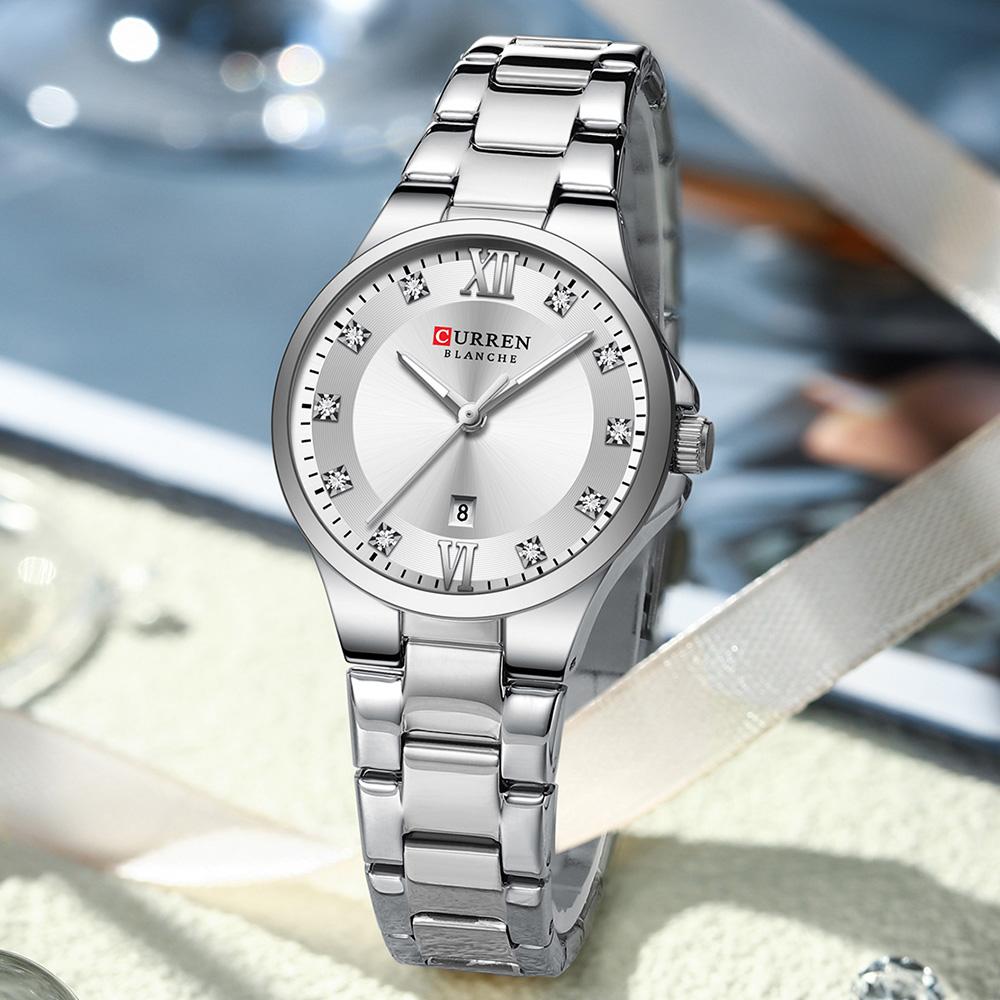 CURREN Brand Quartz Watch for Women Fashion Luxury Round Stainless Steel Waterproof Luminous Ladies Wristwatch