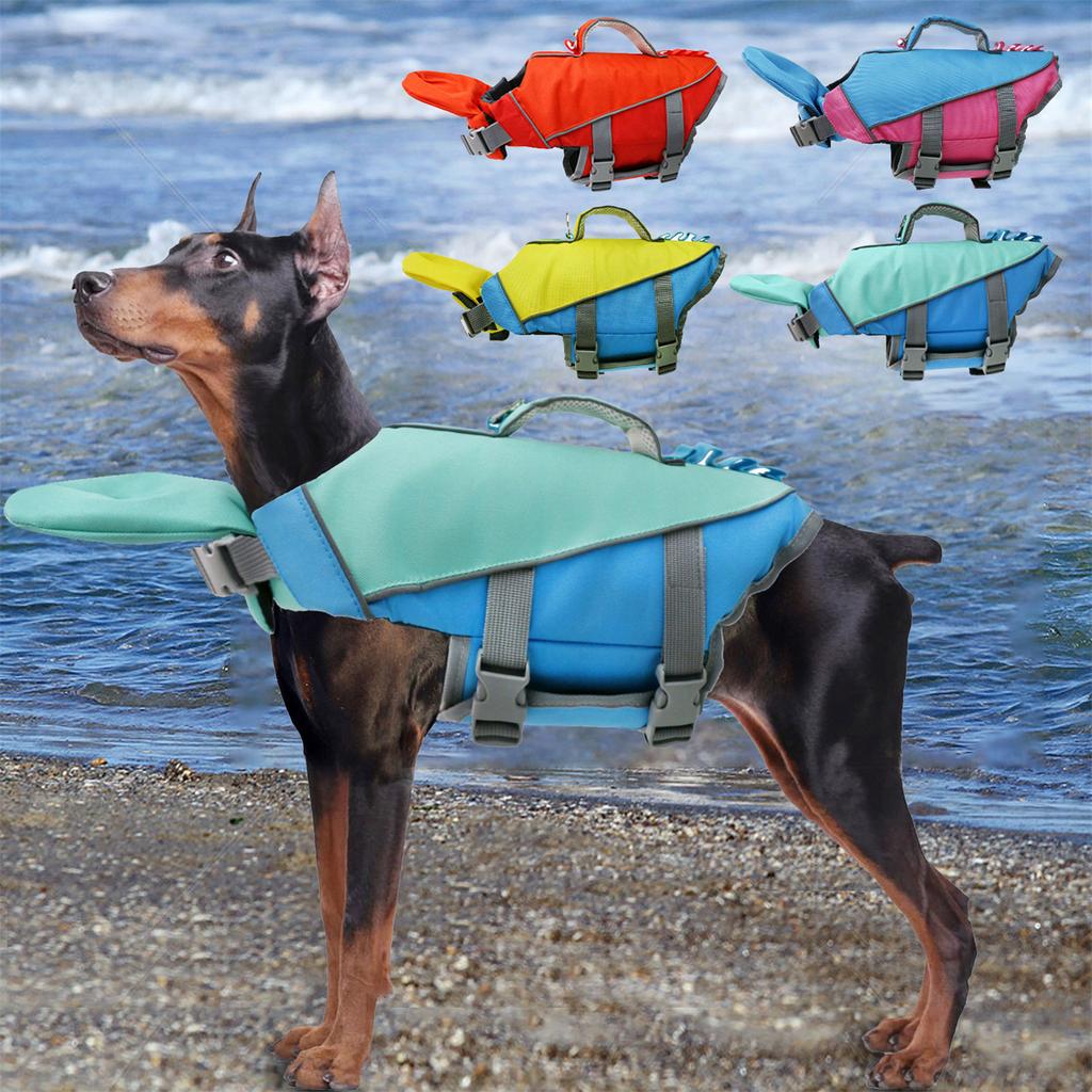 Adjustable Dog Life Jacket Reflective Swim Vest with Life Handle for Various Breeds High Buoyancy for Swimming Beach