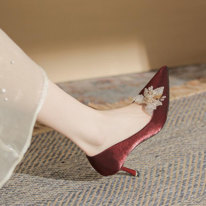 Woman 2026 Trend Luxury Pumps Pointed toe Party Ladies Shoes High Heels White Wedding Shoes Rhinestone Women's Shoes