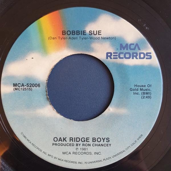 

7-дюймовая пластинка OAK RIDGE BOYS - Bobbie Sue MCA52006 MCA Records 1981 США Кантри/Фолк Б/У