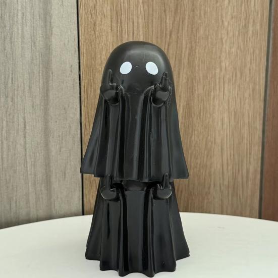 Langefinger Spøkelsesfigur Resin Spøkelsesfigur som gir fingeren Spøkelsesstatue for Skrivebord Skap Hjem Halloween Dekor