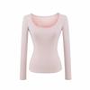 Women's Slim Fit Black U-Neck Long-Sleeve Shirt - Spicy Girl Collection, Perfect Base Layer for Autumn and Winter.