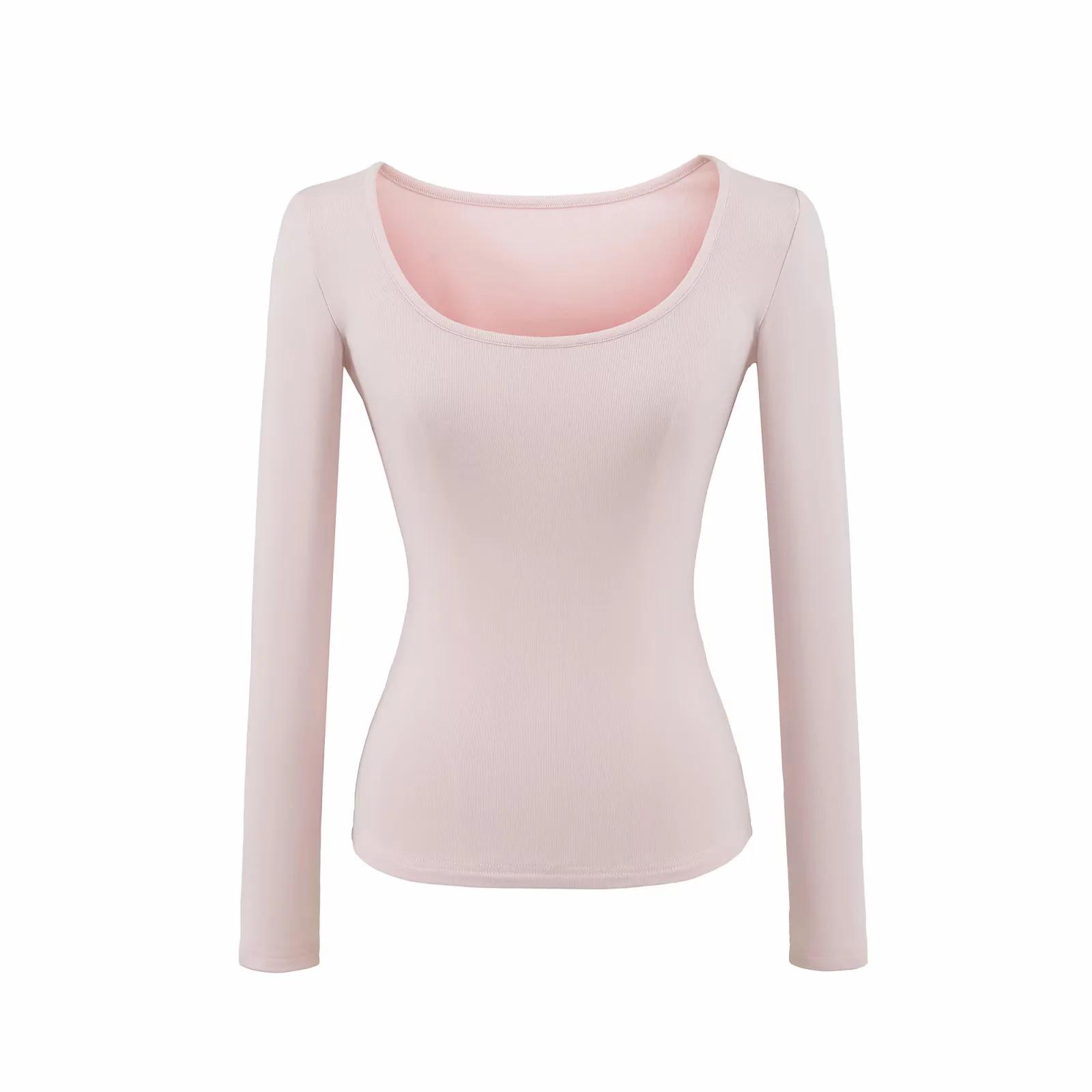 Women s Slim Fit Black U-Neck Long-Sleeve Shirt - Spicy Girl Collection, Perfect Base Layer for Autumn and Winter. Medium