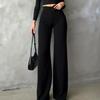 Damen High Waist Weite Hosen Unifarbene Schlaghosen Lässige Lange Hosen