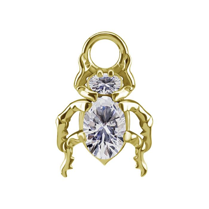 Charms - Cocr Nf - Scarabeo Con Zircone Bianco - Oro - D-085