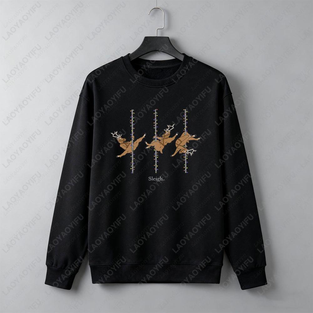 Funny Christmas Sweatshirt Reindeer Pole Dance Holiday Sleigh Christmas Pullover Pole Dance Wear Gift for Dancer Christmas Gift