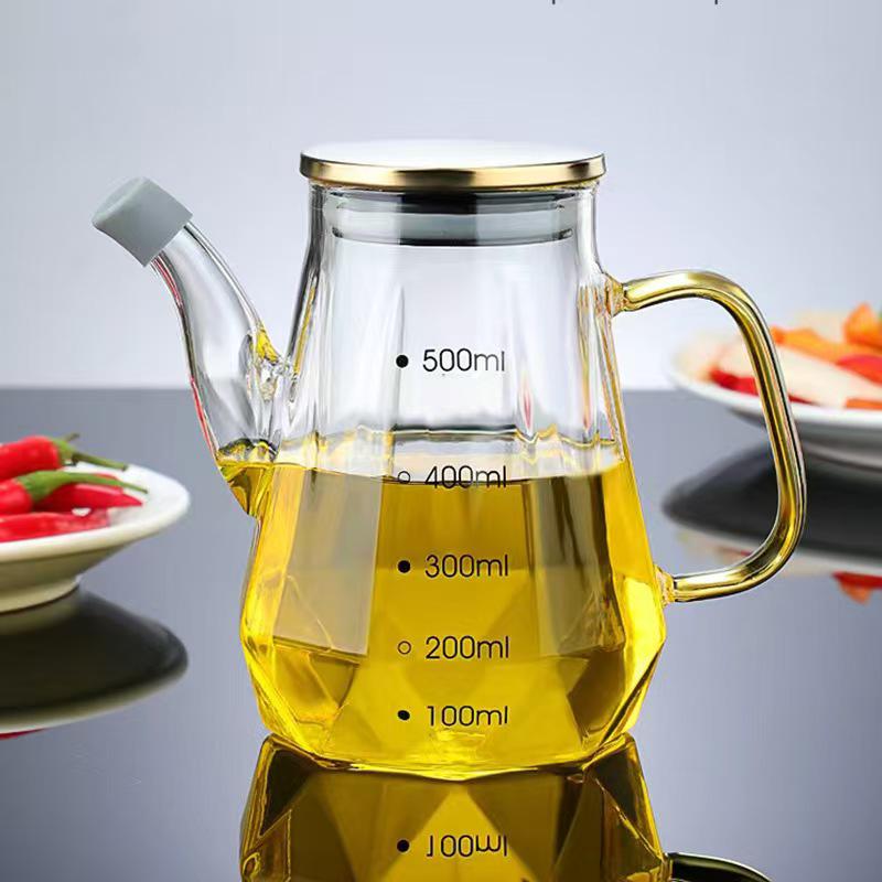 Leak-Proof Glass Oil Dispenser for Kitchen - Anti-Drip, Food-Grade for Soy Sauce, Vinegar, Sesame Oil