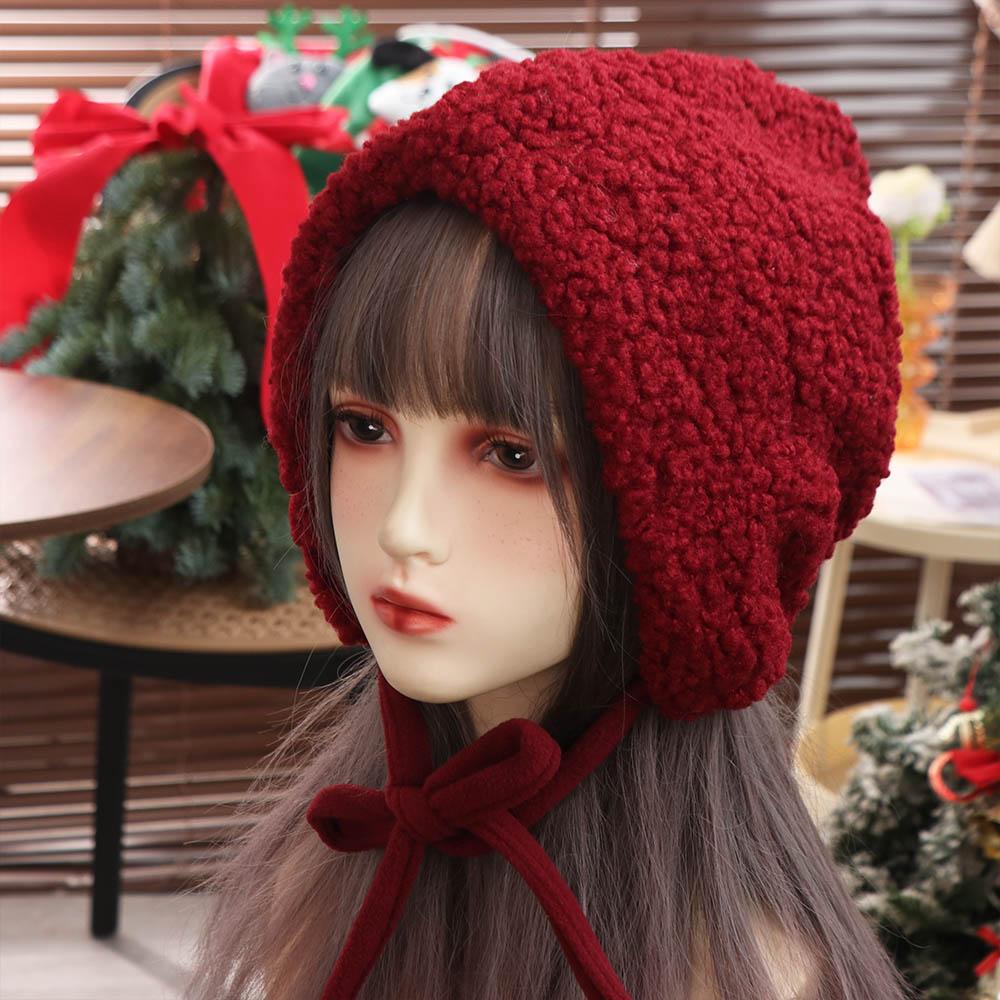 Korean Style Coldproof Hooded Caps Lambswool Knitted Beanies Hats  All-match